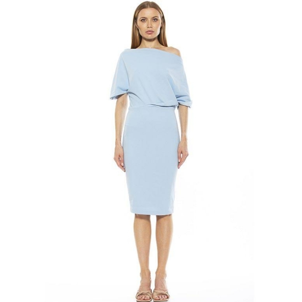 Alexia Admor Olivia Draped One-shoulder Dress In Sky Blue